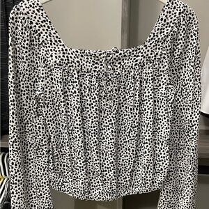 Express Black and White Patterned Blouse